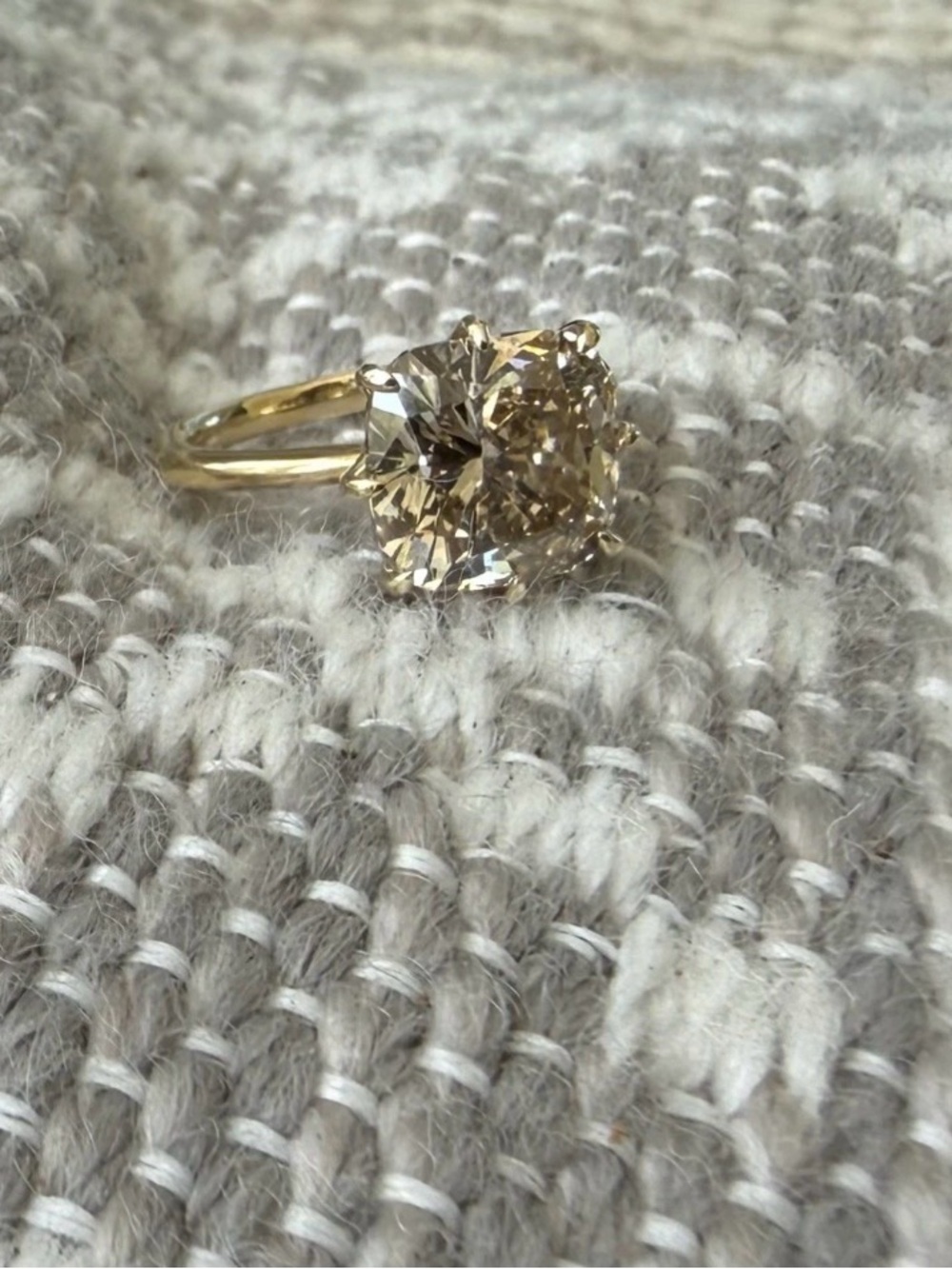 Champagne Lab Diamond Ring| 4.16 carats GIA Certified | 10K Gold | Size 4
